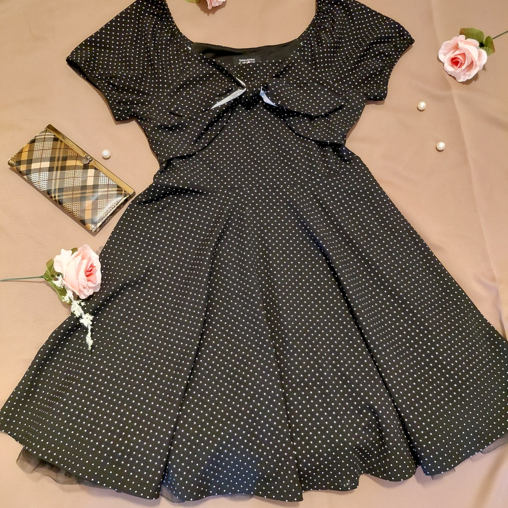 Beautees Black and White Polka Dot Dress